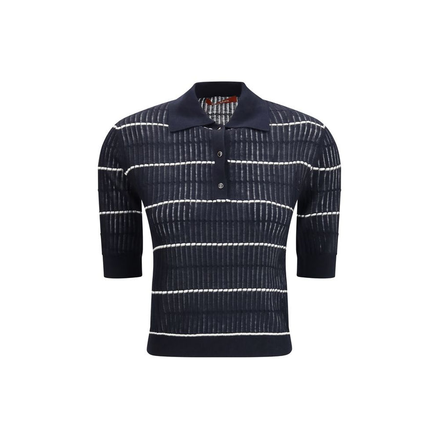 Max Mara 55% Silk polo shirt in navy