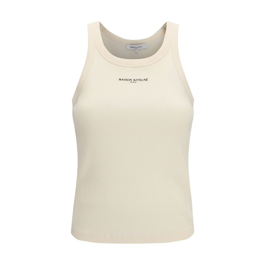 Maison Kitsuné 100% Cotton tank top in beige