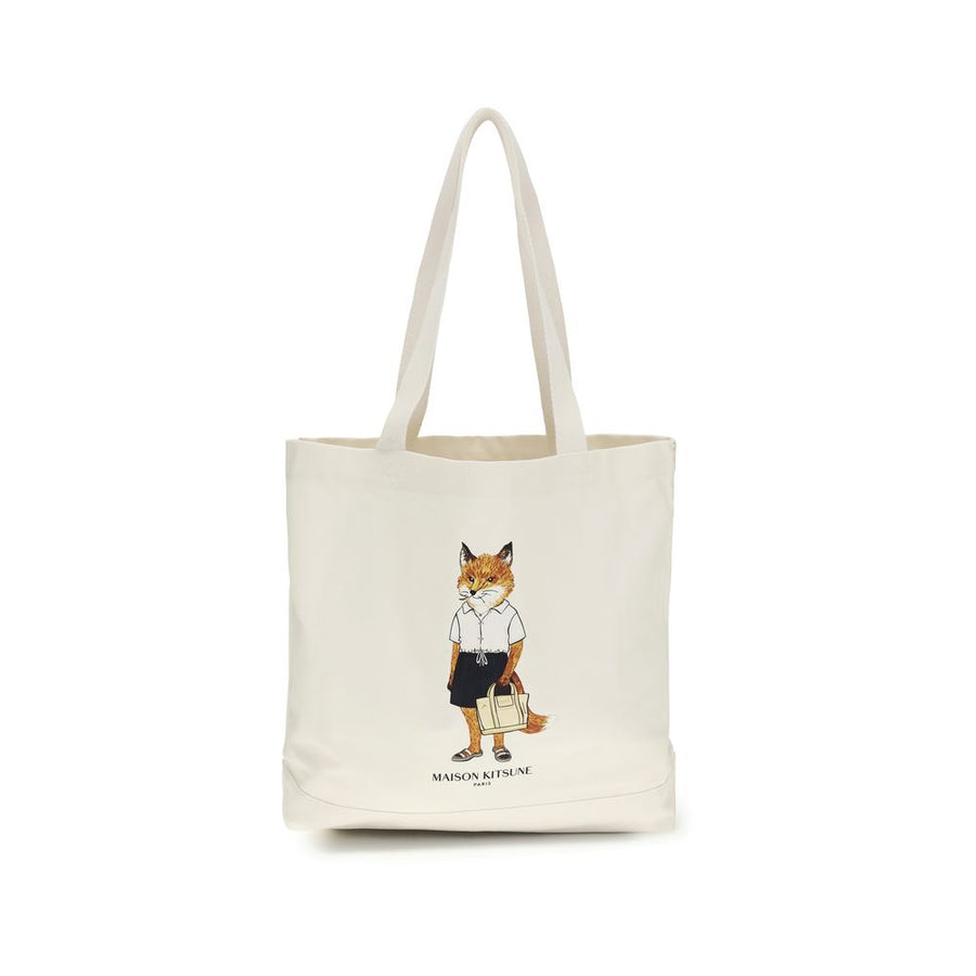 Maison Kitsuné 100% Cotton tote bag in beige