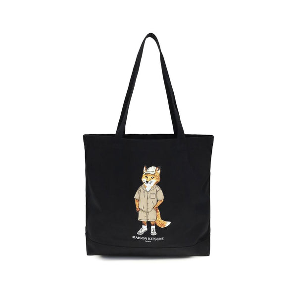 Maison Kitsuné 100% Cotton shoulder bag in black