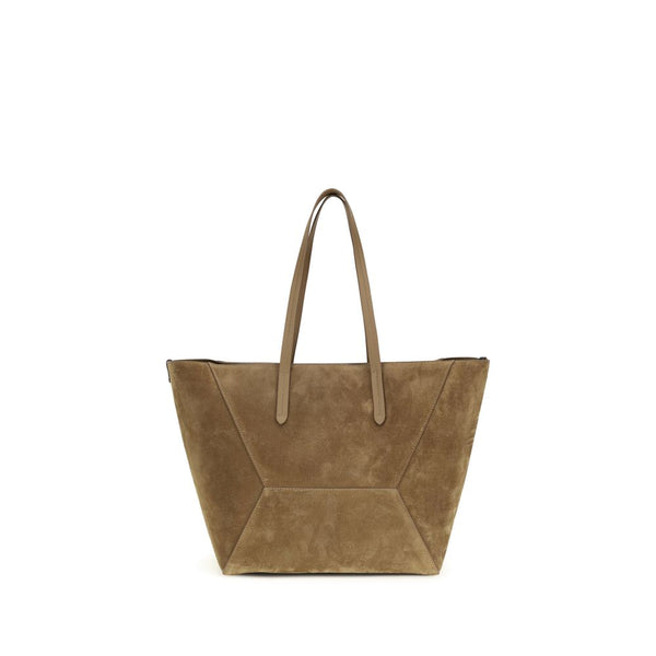Brunello Cucinelli 100% Calf Leather Bos Taurus tote bag in beige