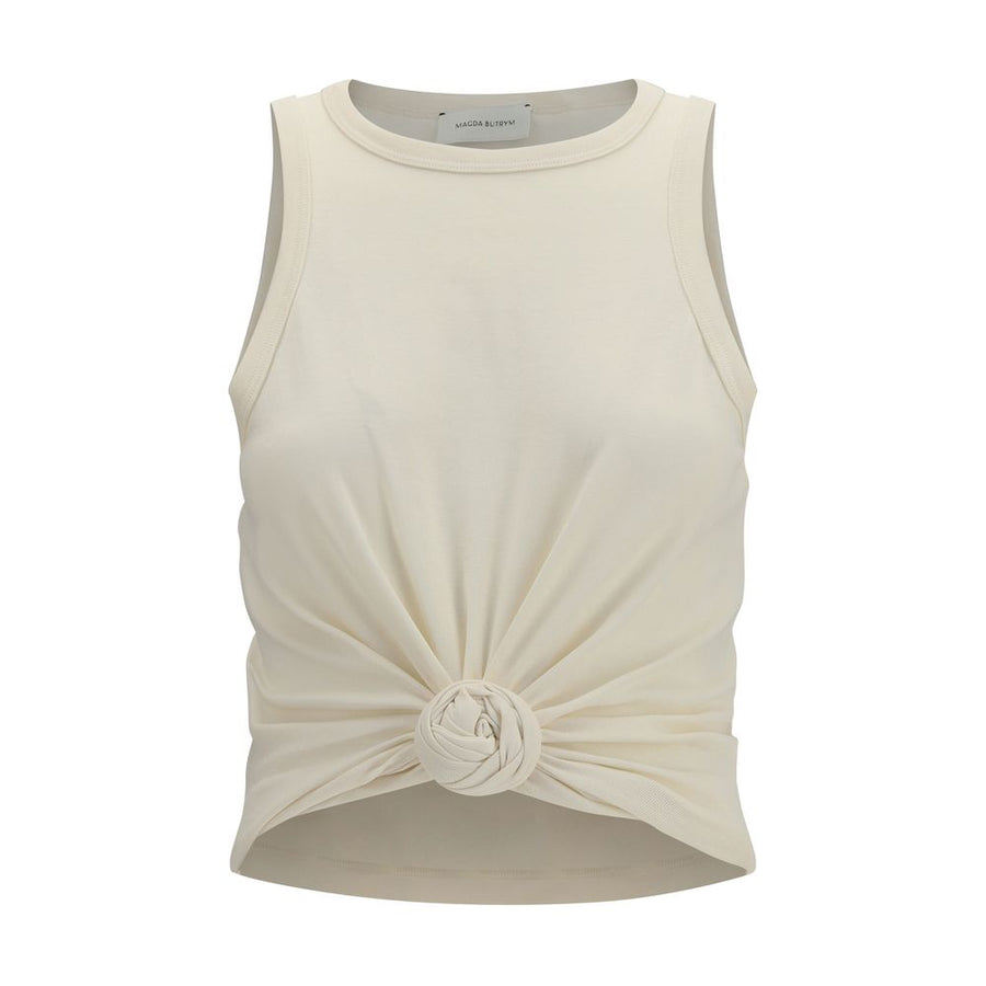 Magda Butrym 97% Cotton tank top in beige