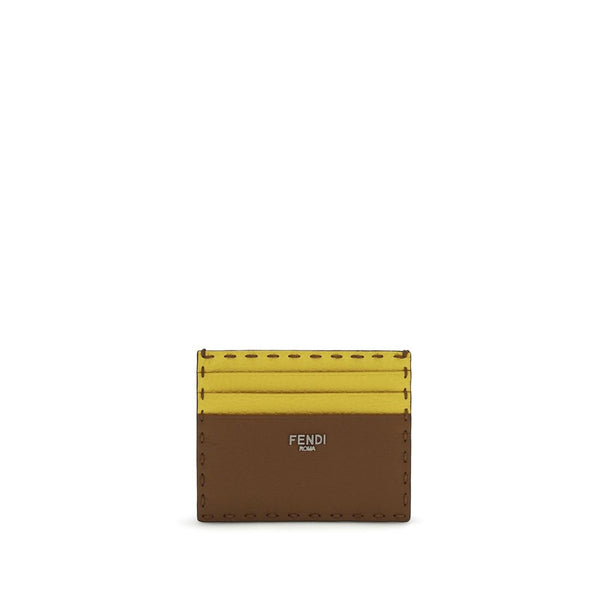 Fendi 100% Calf Leather Bos Taurus card case in brown