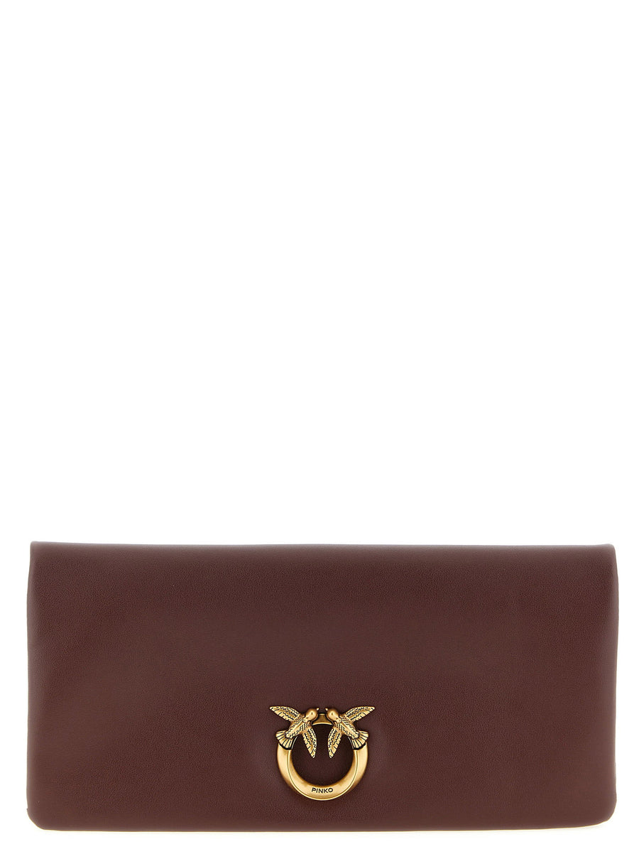Pinko Soft Padded Leather Clutch — Brown