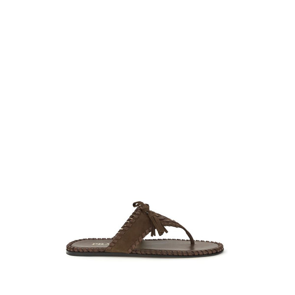 Prada 100% Calf Leather Bos Taurus sandal in brown
