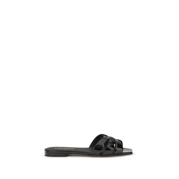 Saint Laurent UPPER 100% Calf Leather Bos Taurus slide sandal in black