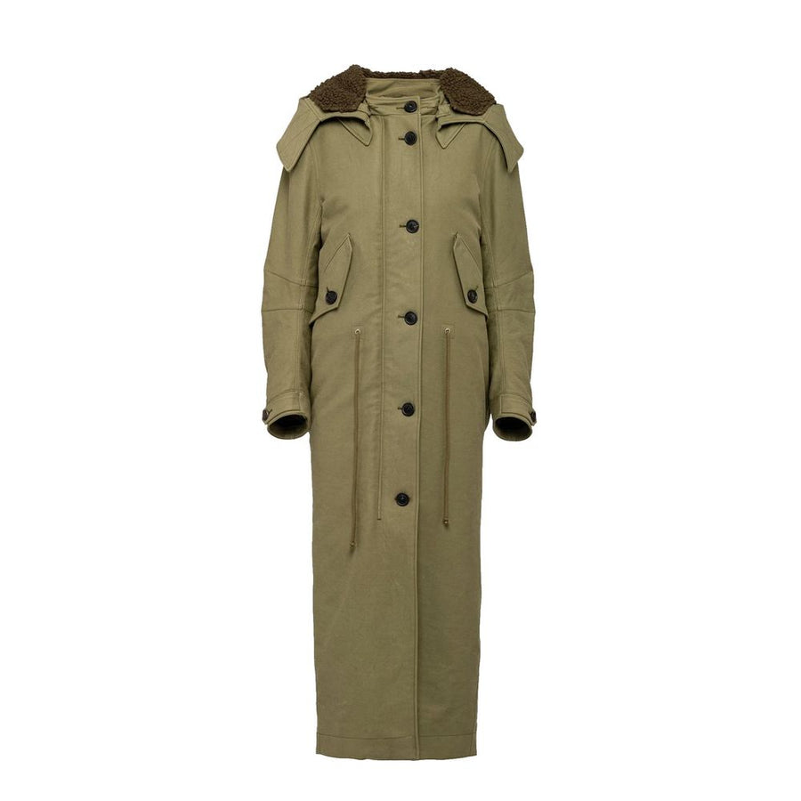 Prada 100% Polyamide shell; wool fleece lining coat in beige