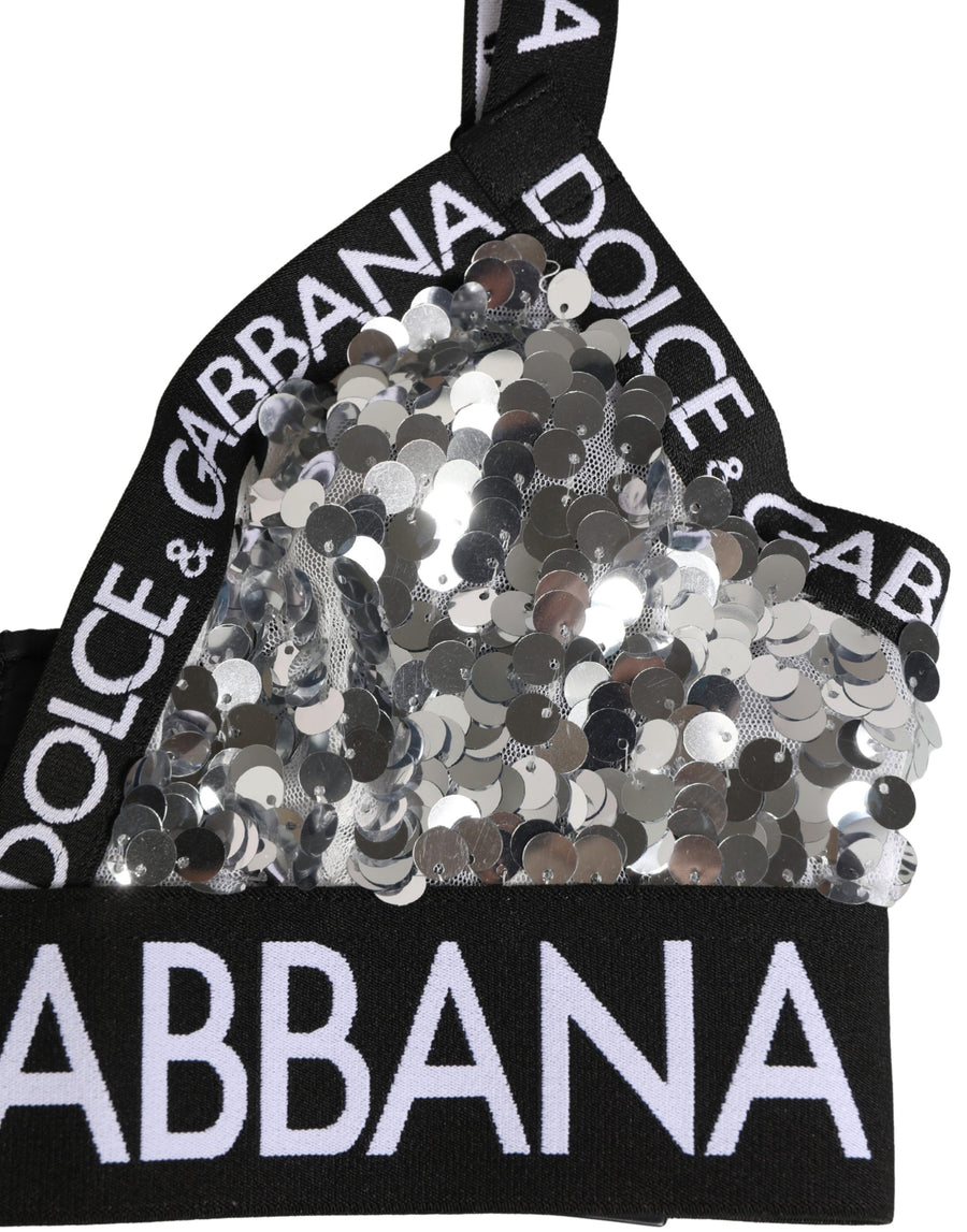 Dolce & Gabbana 100% Nylon; Lining: 85% Nylon soft cup bra in silver