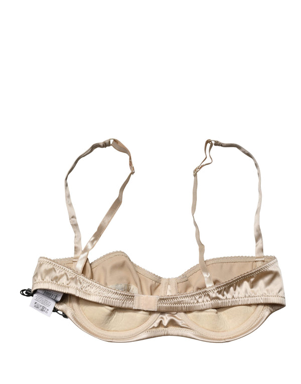 Dolce & Gabbana 6% Elastane 94% Silk balconette bra in beige