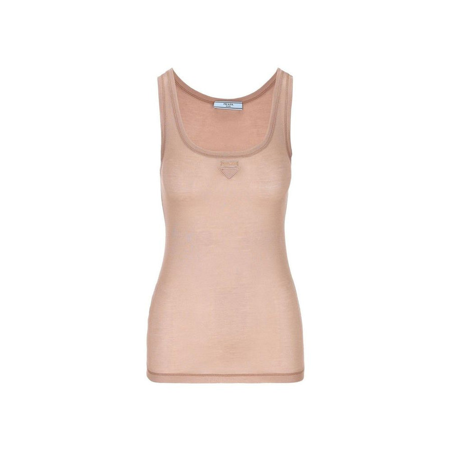Prada 100% Silk tank top in beige