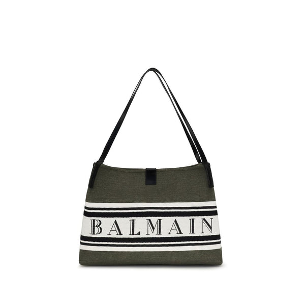Balmain 84% Cotton shoulder bag in green