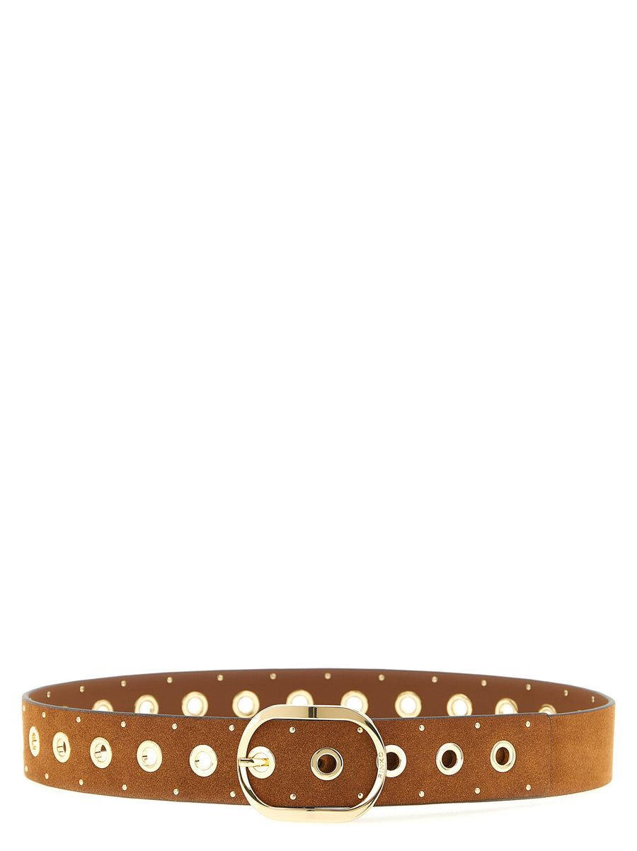 Pinko Studded Suede Belt — Tan