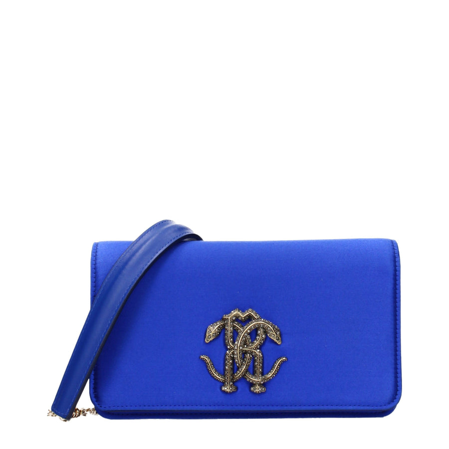 Roberto Cavalli Satin clutch in blue