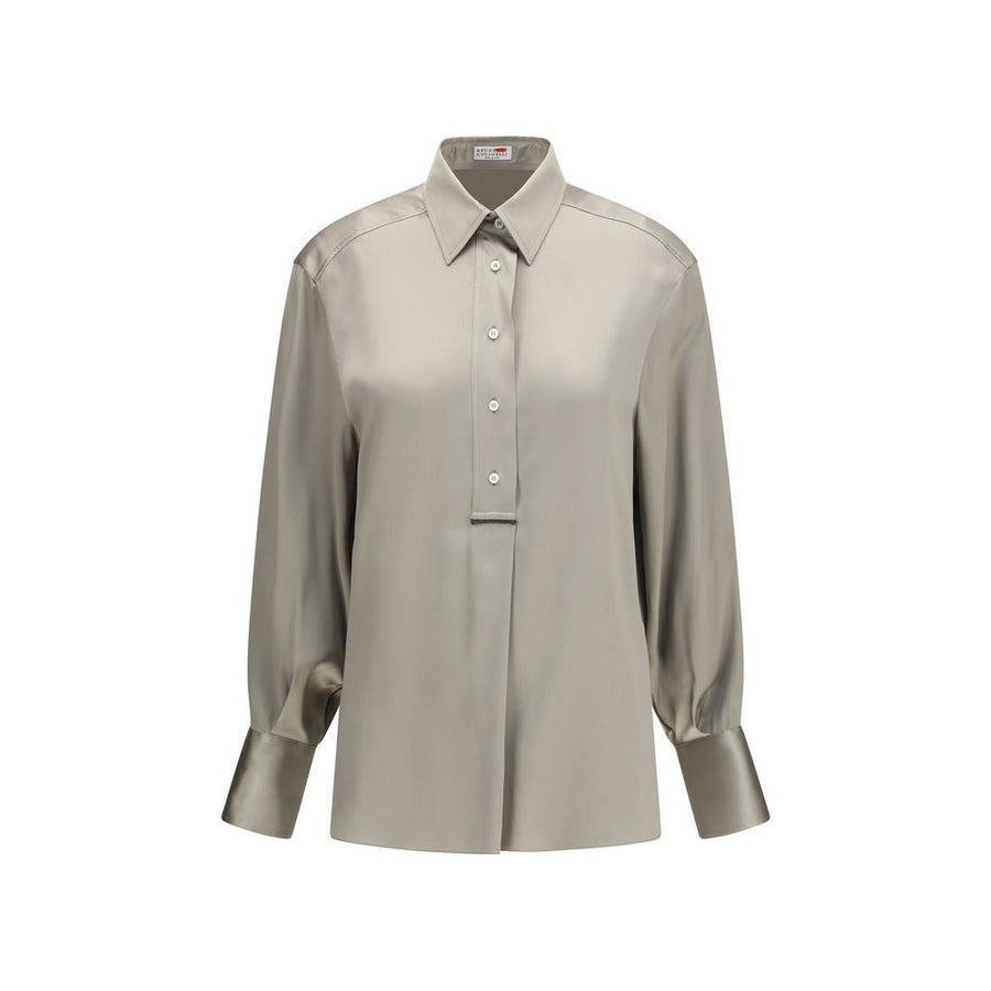 Brunello Cucinelli 96% Silk 4% Elastane blouse in beige