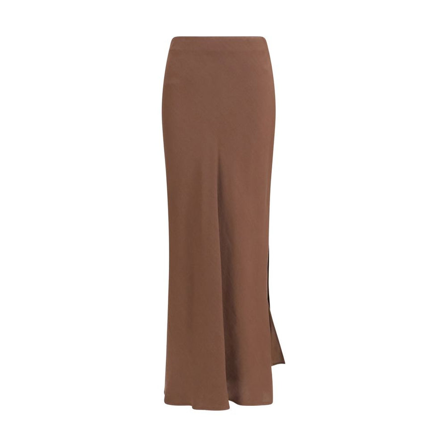 Brunello Cucinelli 73% Viscose 27% Linen skirt in brown