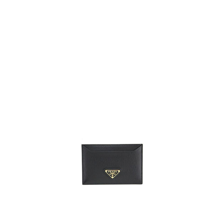 Prada 100% calf leather card case in black