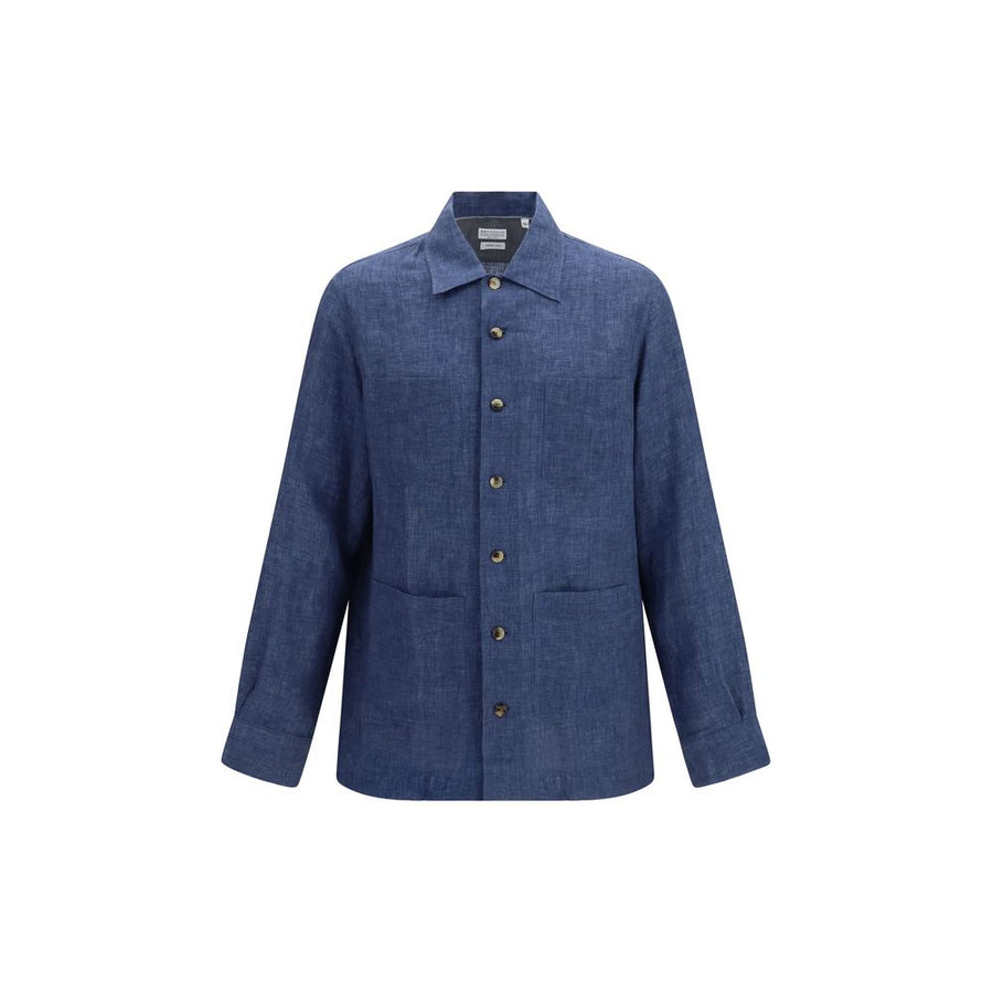 Brunello Cucinelli 100% Linen shirt in blue