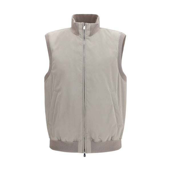 Gray Polyester Sleveless Jacket Clothing
