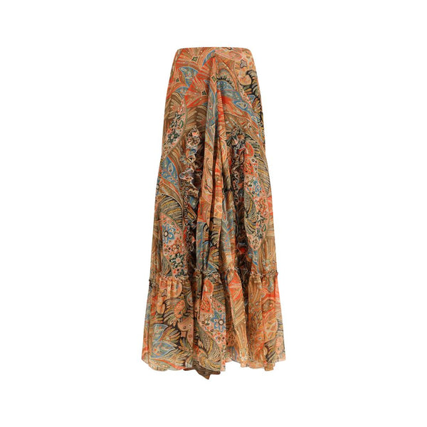 Etro 100% Silk skirt in orange