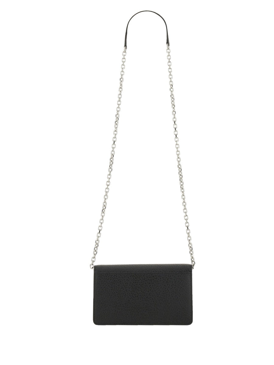 Wallet Four Stitches With Chain Black & Purses