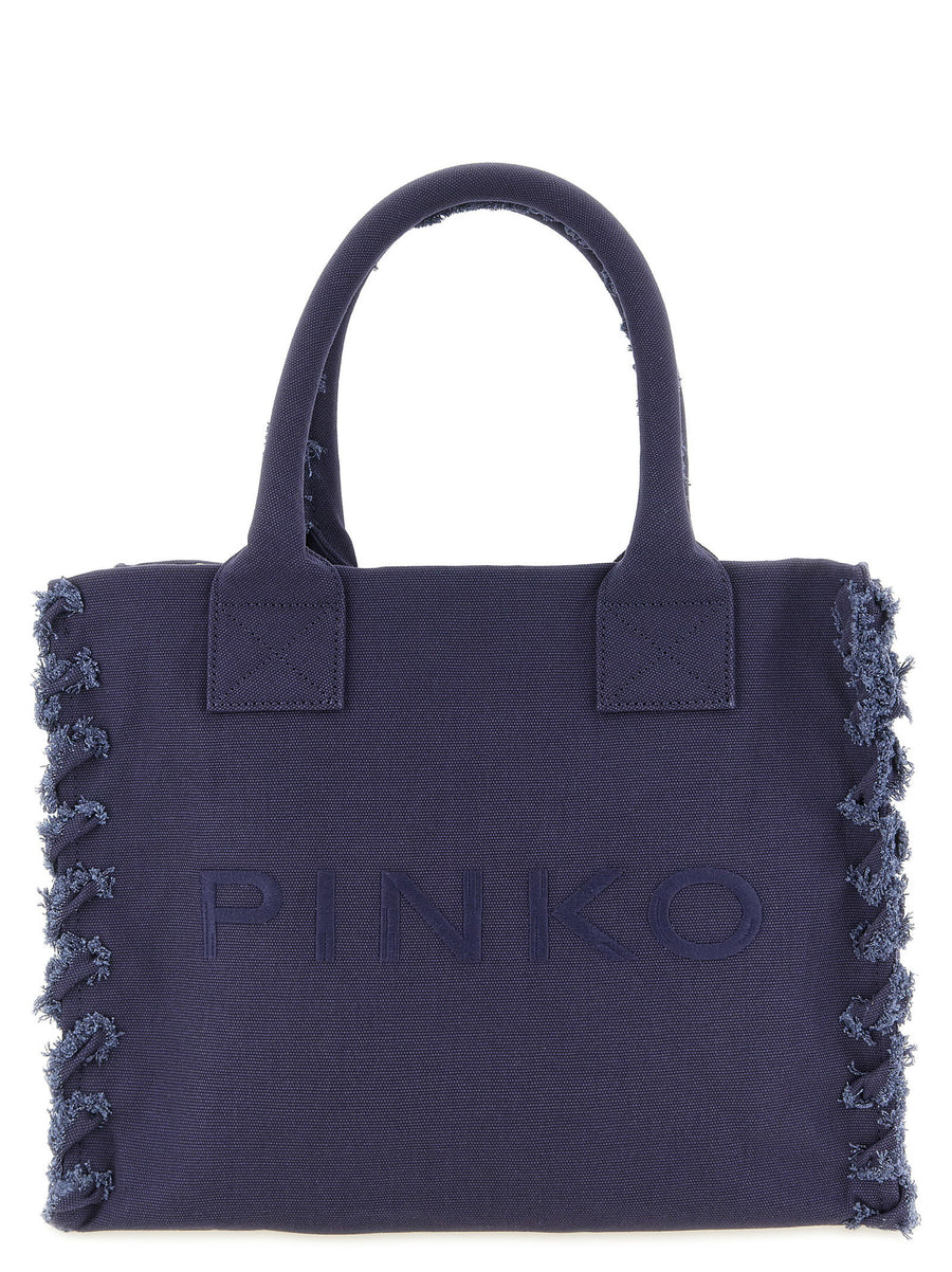 Pinko Cotton canvas shoulder bag in navy
