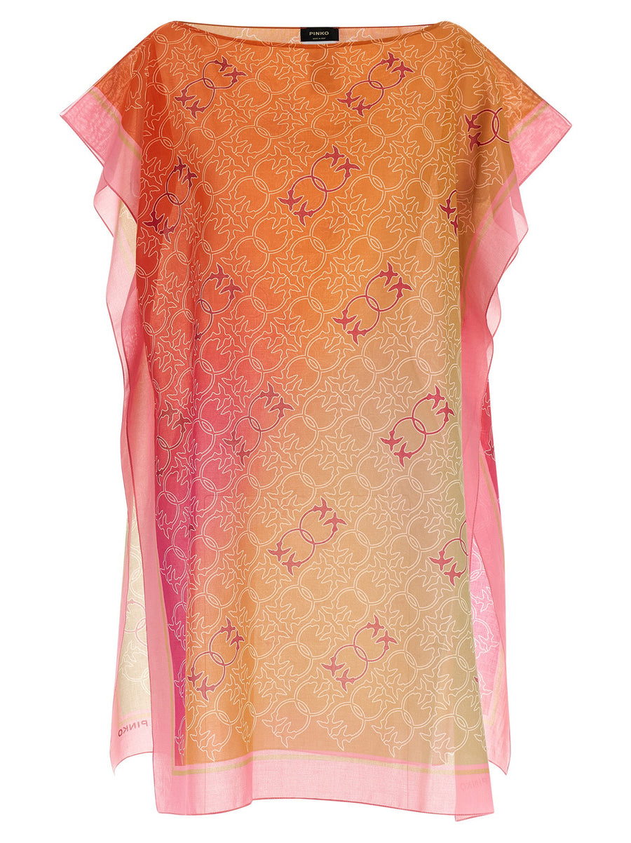 Pinko Logo-Print Linen Tunic — Orange