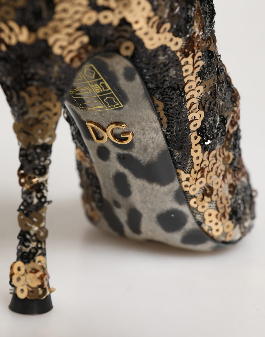 Dolce & Gabbana 2% Elastane 28% Nylon 70% Polyester; Lining: 2% Elastane 4% Nylon 94% Goat; Sole: Leather boot in gold