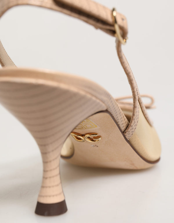 Dolce & Gabbana 60% Nylon 40% Calf Leather heel in beige