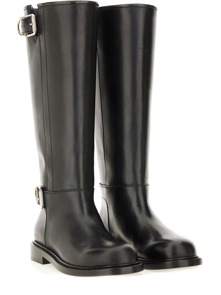 Flat Boot Voyou Black Calfskin