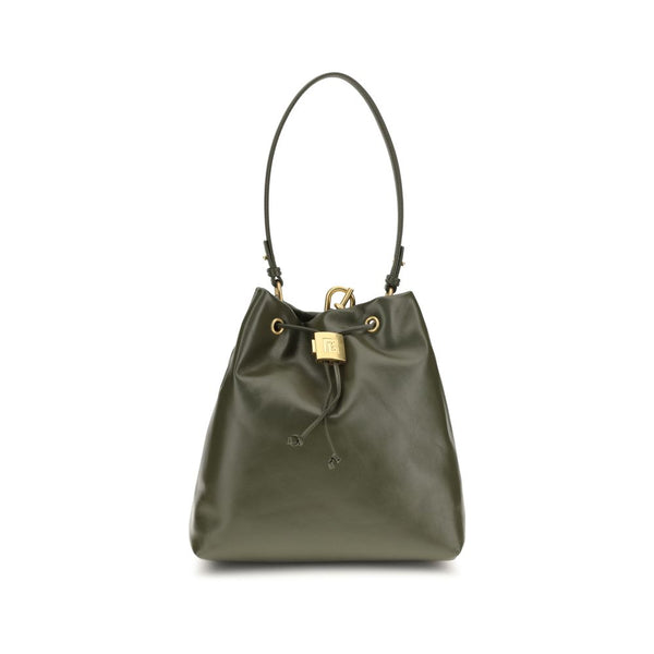Balmain 100% Calf Leather Bos Taurus bucket bag in green