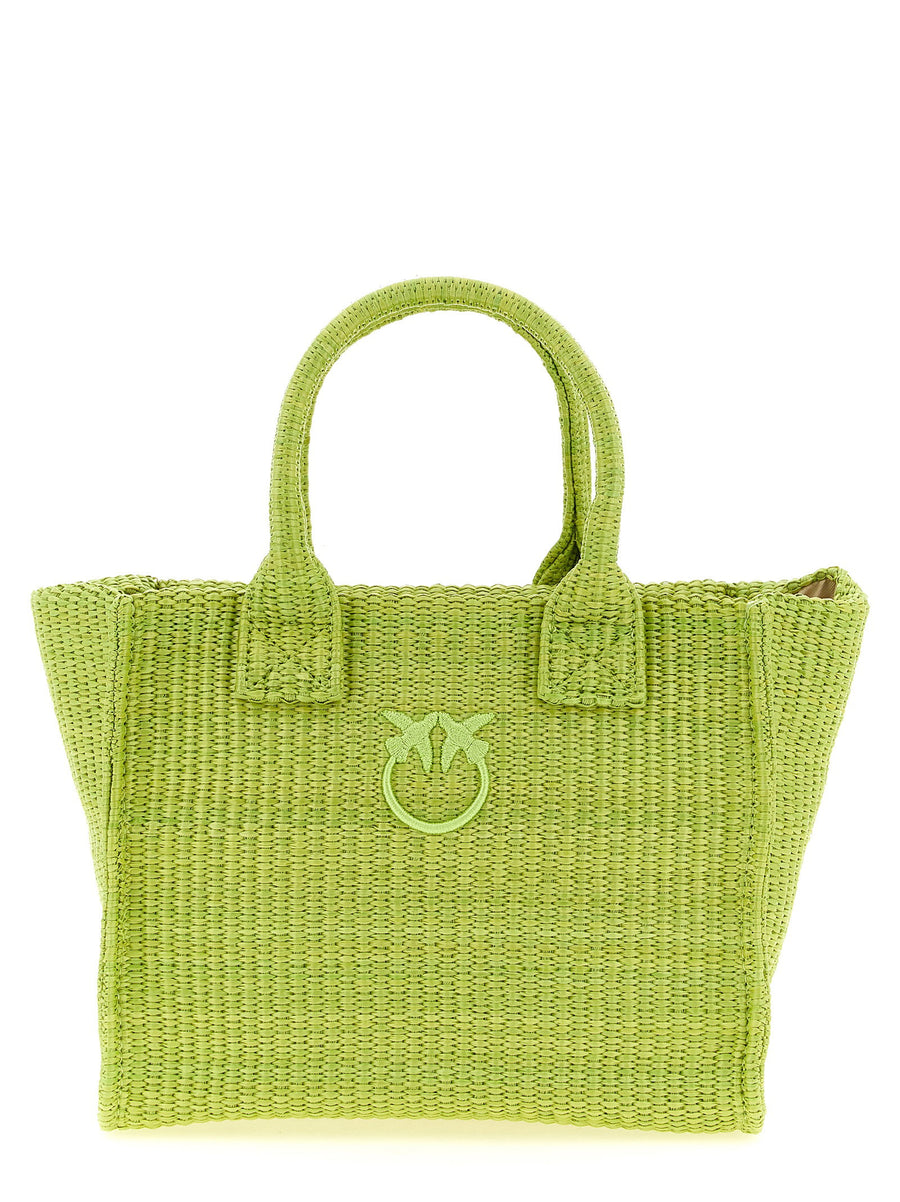 Pinko Woven Raffia Tote Bag — Green