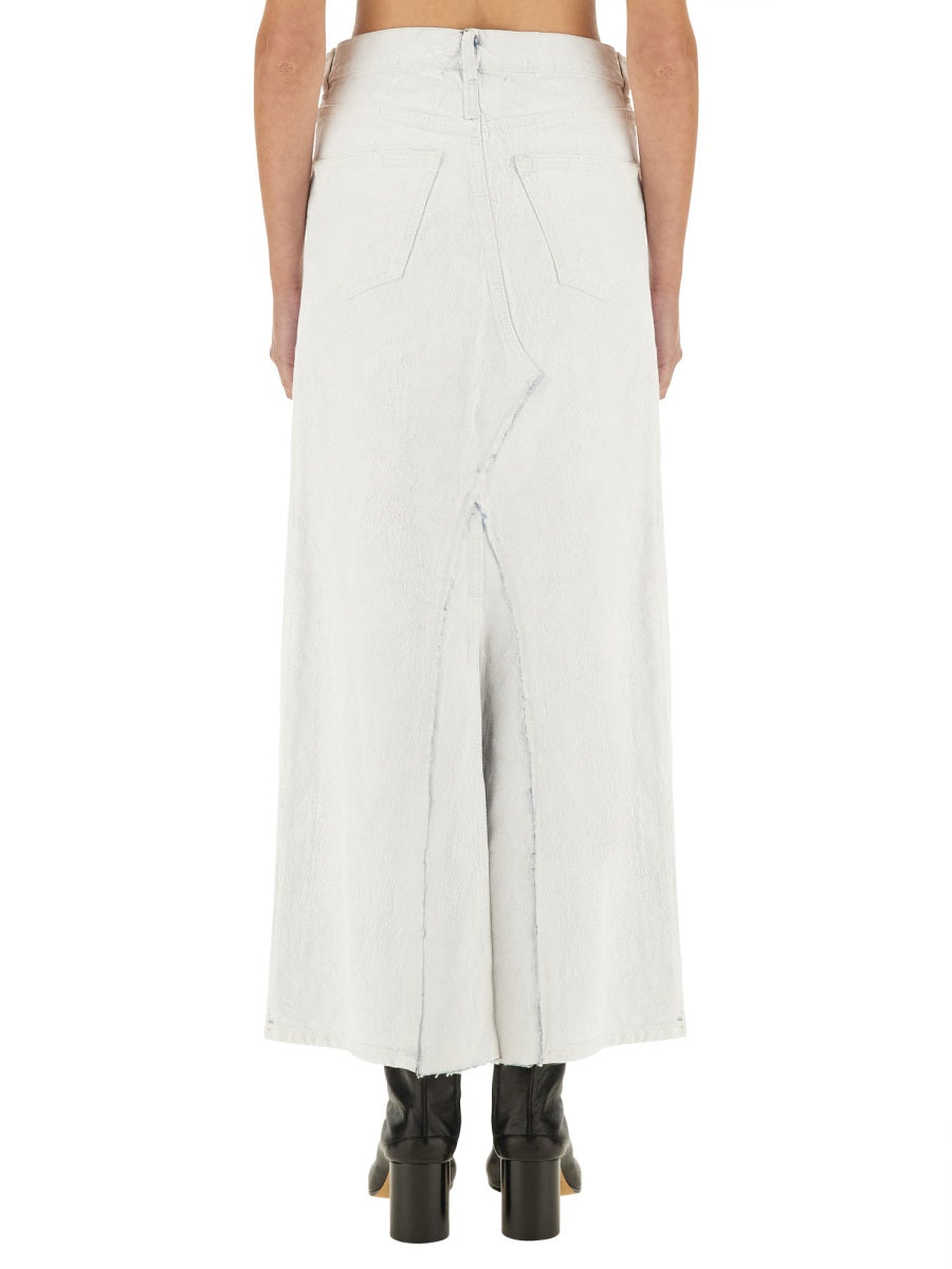 Midi Skirt White Cotton