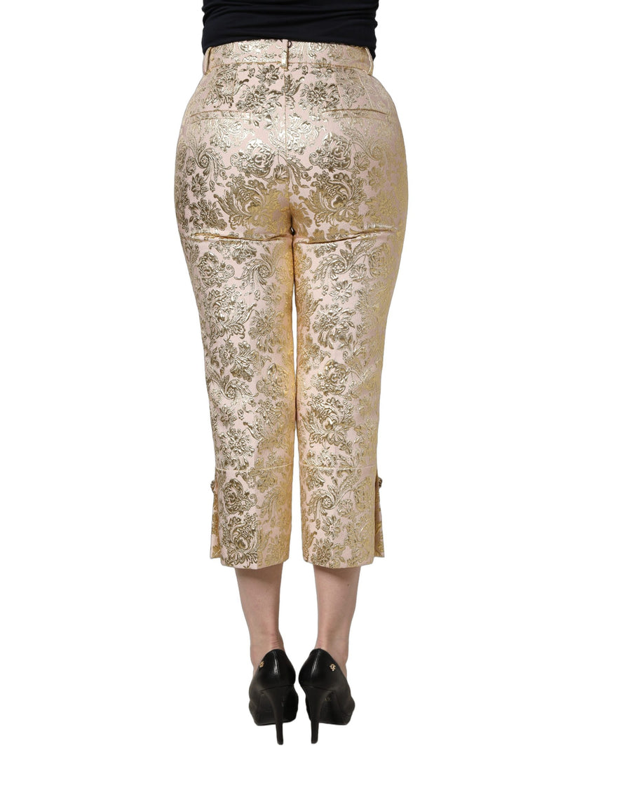 Dolce & Gabbana 80% Polyester trousers in gold