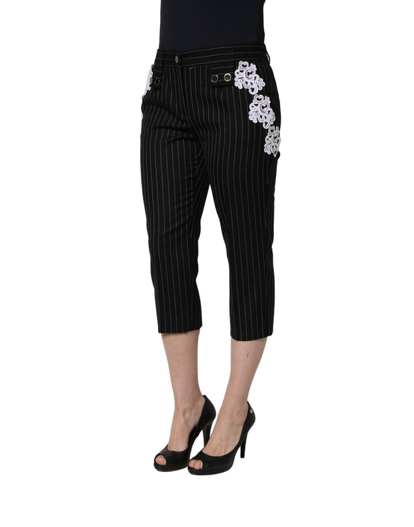 Dolce & Gabbana 96% Wool cropped trousers in black