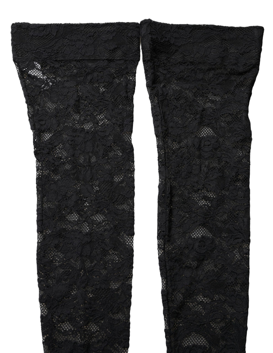 Dolce & Gabbana 90% Nylon 10% Elastane thigh high stockings in black