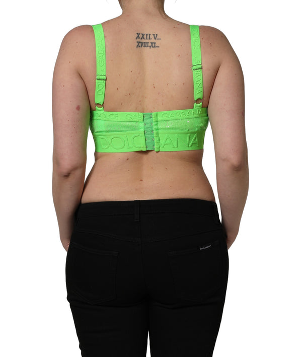 Dolce & Gabbana 94% Nylon soft cup bra top in green