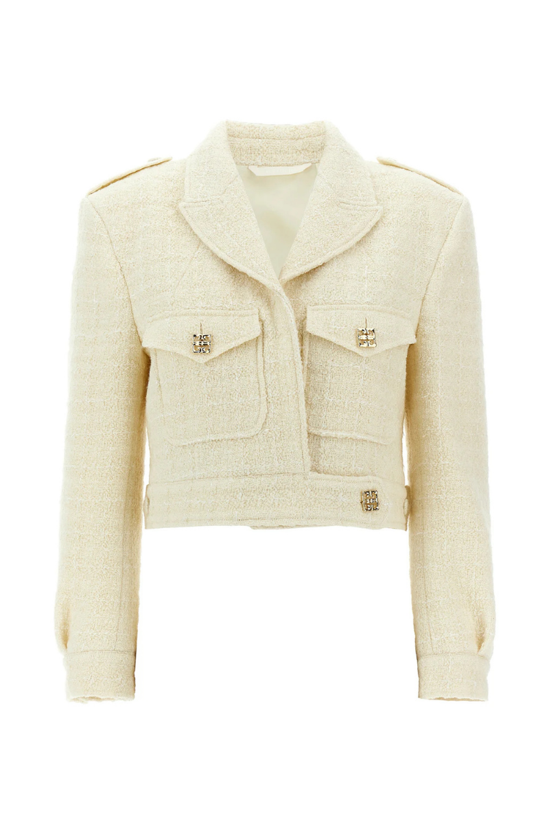 Givenchy Military Cropped Jacket_ecru Green,cream Clothing