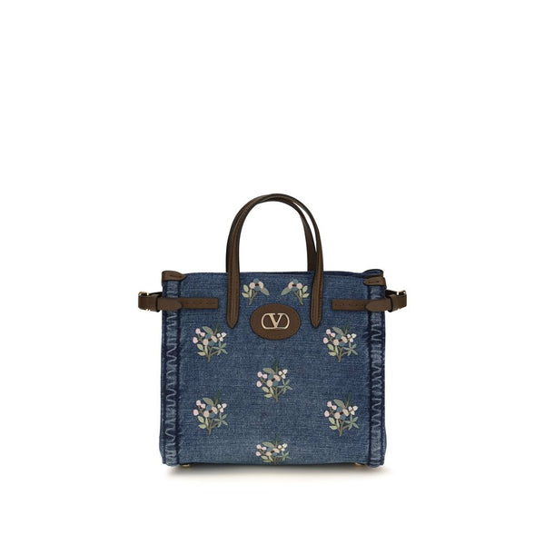 Valentino Garavani 100% Cotton top handle bag in blue