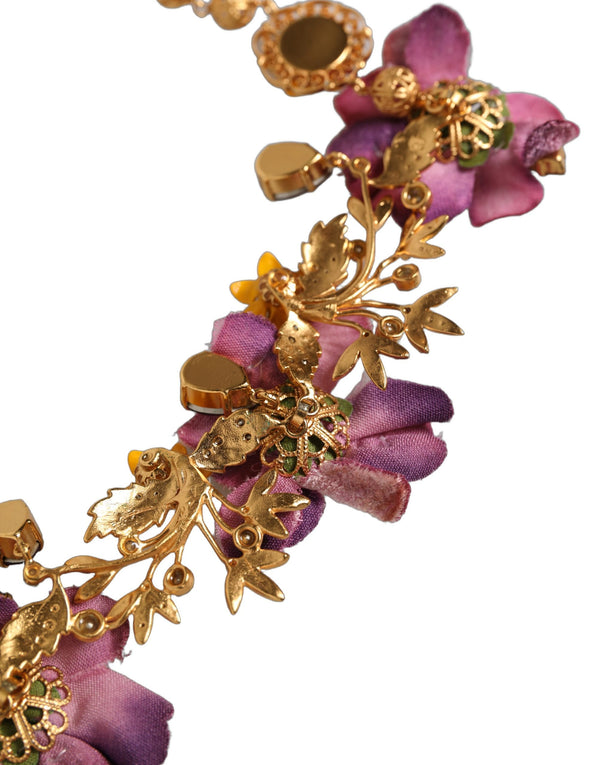 Dolce & Gabbana 30% Cotton 30% Crystal 40% Real Brass necklace in gold