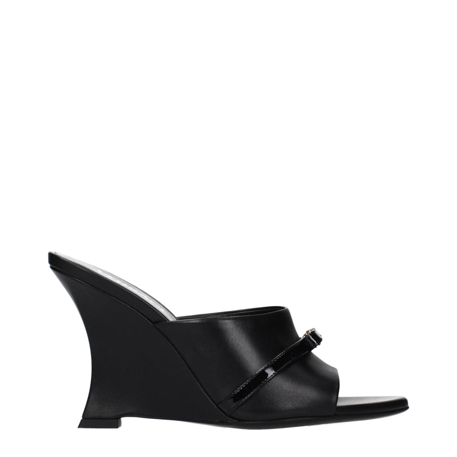 Versace Leather wedge sandal in black