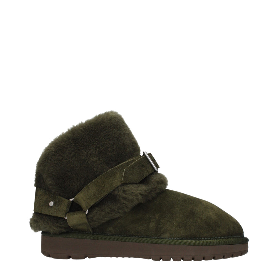 Burberry Suede with shearling fur lining ankle boot in green