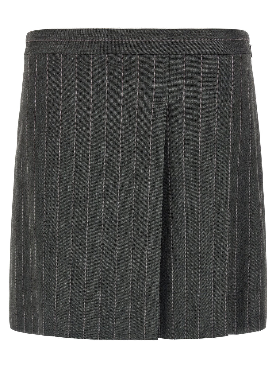 Pinko Pinstripe Flared Skirt — gray