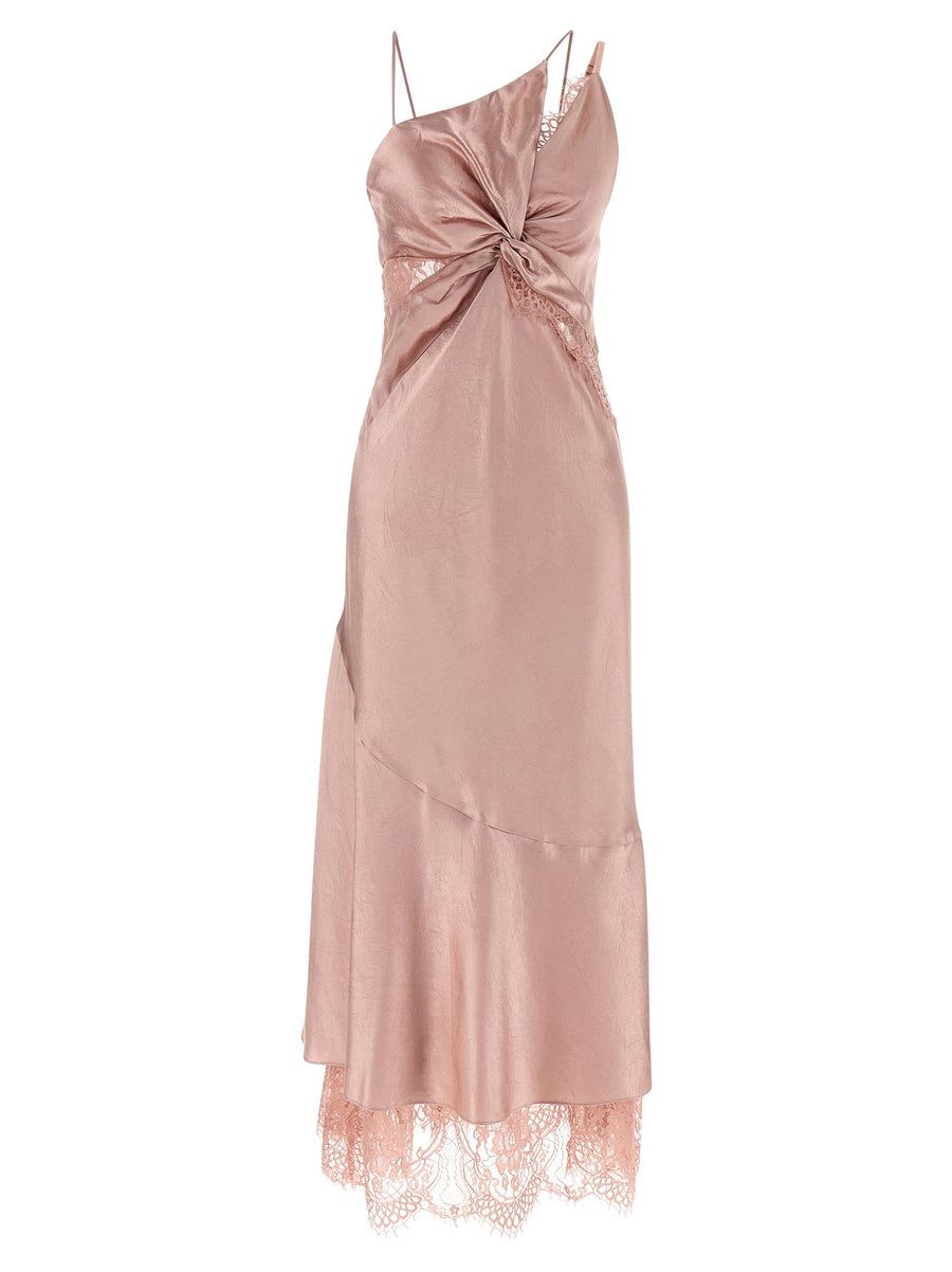 Pinko Satin and Lace Dress — Mauve