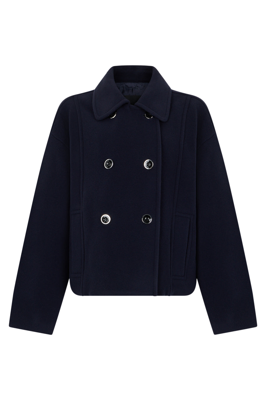 Double-Breasted Coat Dark Navy Wool Double Breasted & Peacoats