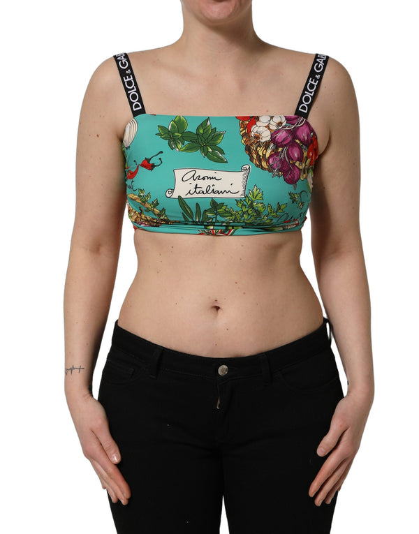 Dolce & Gabbana 95% Silk crop tank top in turquoise
