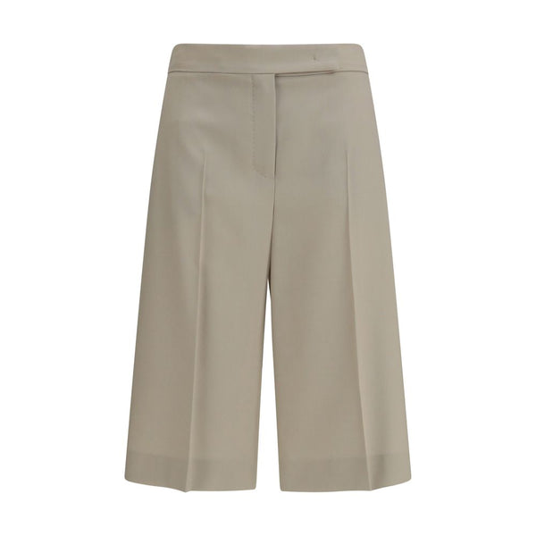 Max Mara 71% Fleece Wool Ovis Aries bermuda shorts in beige