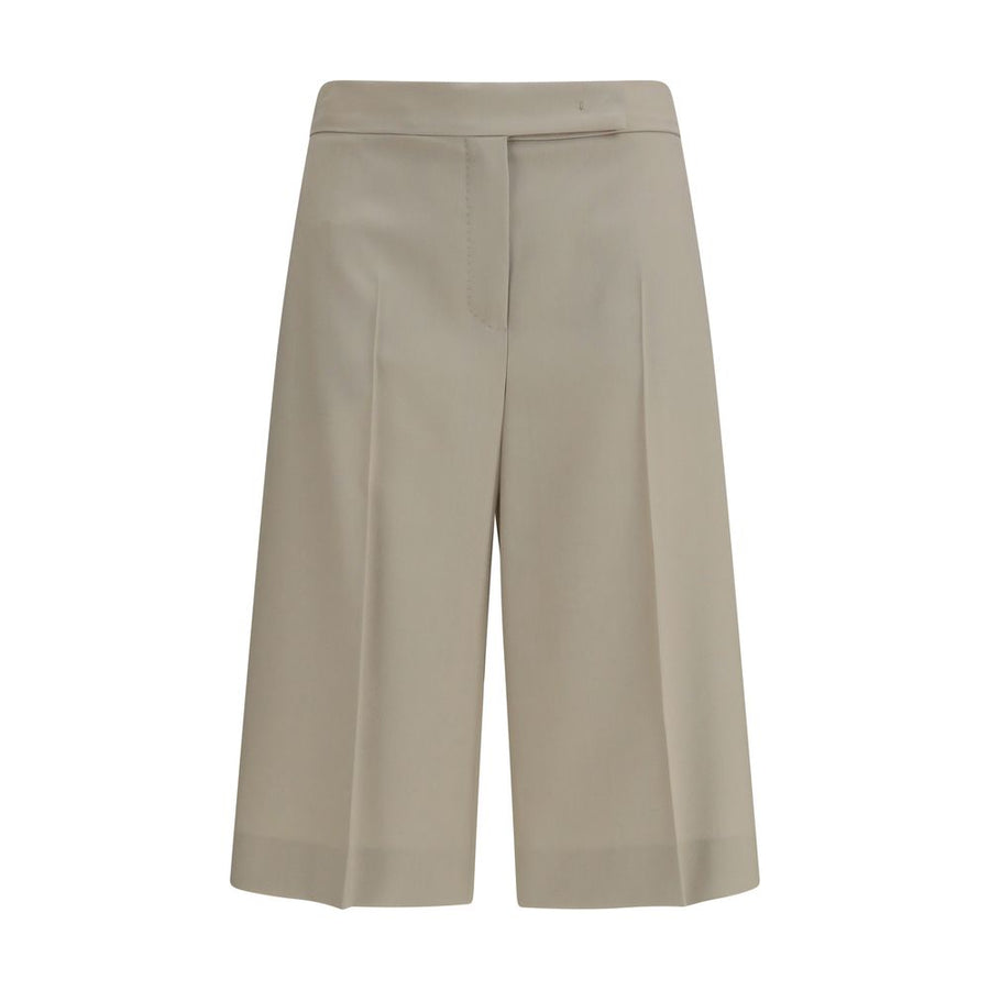 Max Mara 71% Fleece Wool Ovis Aries bermuda shorts in beige