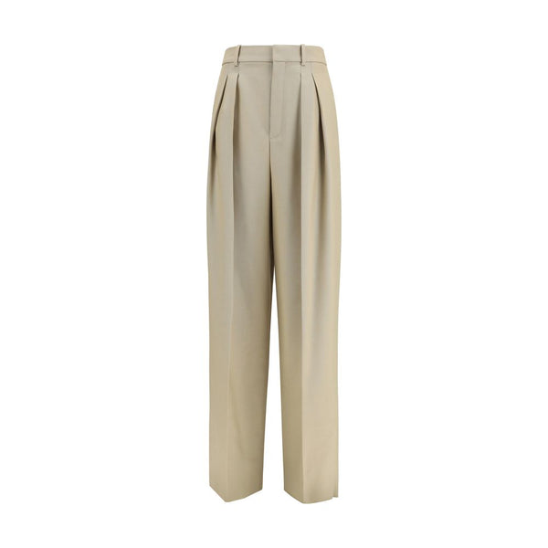 Saint Laurent 92% Fleece Wool Ovis Aries trousers in beige