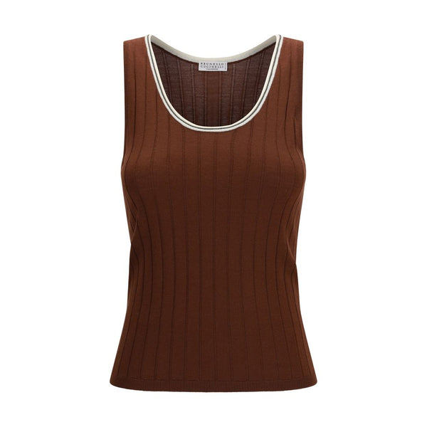 Brunello Cucinelli 90% Wool Ovis Aries tank top in bordeaux