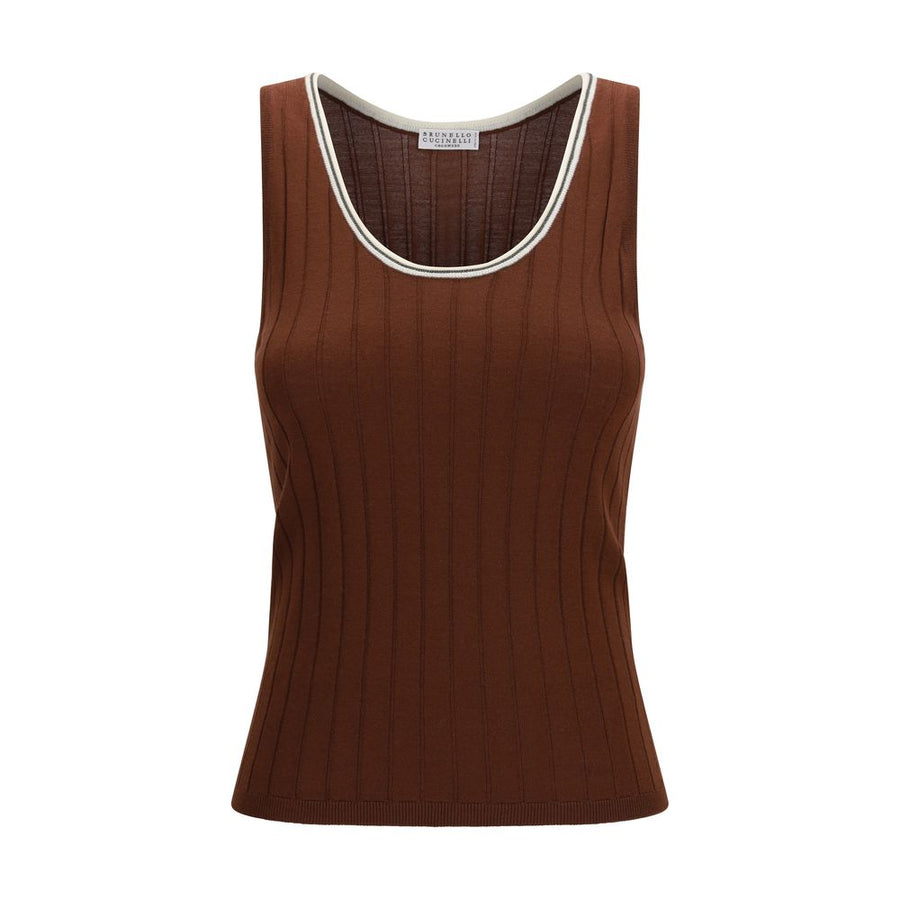 Brunello Cucinelli 90% Wool Ovis Aries tank top in bordeaux